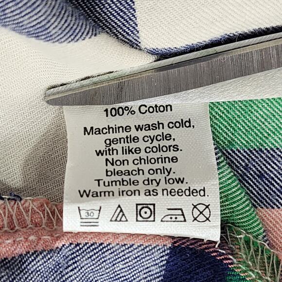 J.Crew Top Womens M Green Blue Pink Beige Plaid Boy Fit Long Sleeve Button Up - Picture 7 of 10